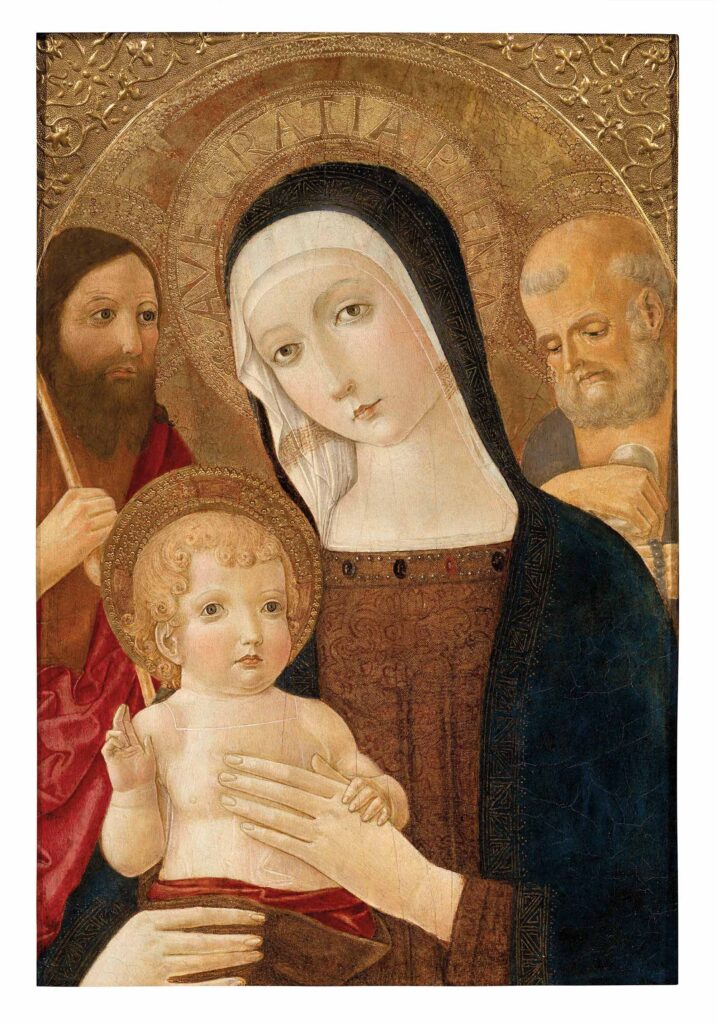BENVENUTO DI GIOVANNI Madonna with Child, St. John the Baptist and St. Jerome