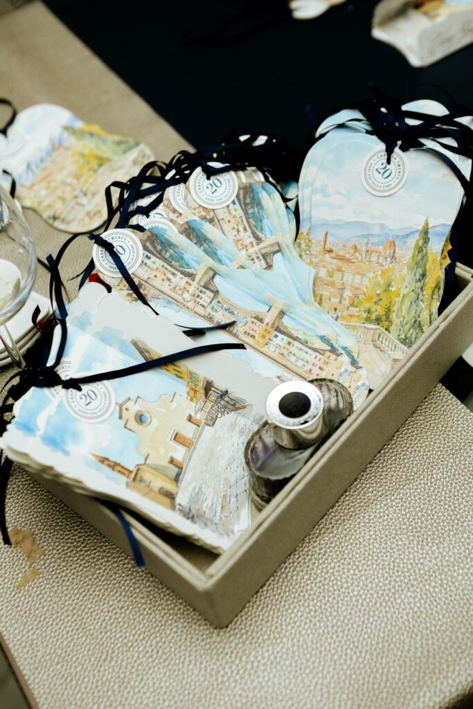 Le cartoline di Chapter Twenty con acquerelli di Firenze, personalizzate a mano dalla calligrafa Laura Mazzetti